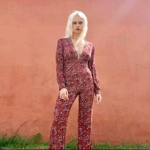 Vintage Free People Jumpsuit Floral Boho 4 Retro Romper Hippie